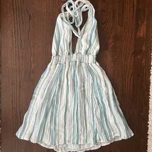 Show Me Your MuMu White and Light Blue Striped Mini Dress